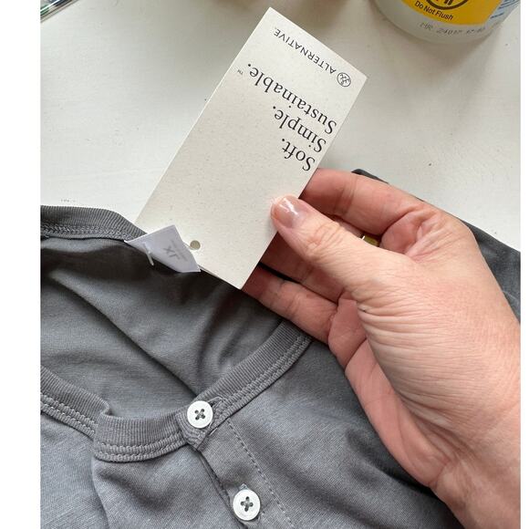 Alternative Earth Ocean Gray Raglan Sleeve Round Neck Henley Tee XL - Picture 10 of 14